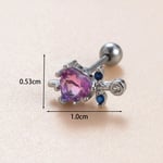 Purple / 1 Piece Simple Series Classic Heart Titanium Steel Silver Color Zircon Women's Stud Earrings Picture3